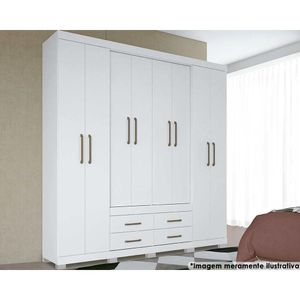 Guarda Roupa 8 Portas E 4 Gavetas C/ Pés Nápoles Branco - Santos Andirá