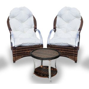 Conj de 2 Poltronas + 1 Mesa Centro Duna Cru