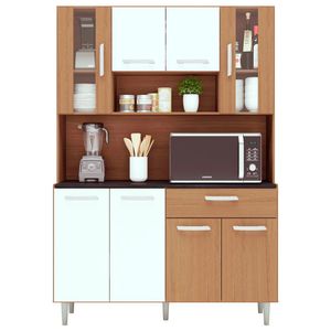 Cozinha Compacta Poliman Gabi 8 Portas Carvalho Branco