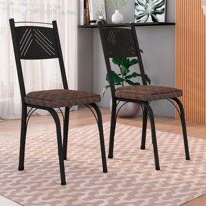 Conjunto Com 2 Cadeiras 151 Preto Tecelão Cacau Artefamol