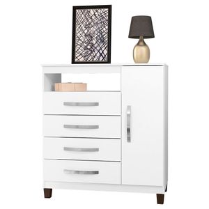 Cômoda Sapateira 1 Porta 4 Gavetas Cannes Branco Incorplac