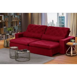 Sofá Modular 5 Lugares 2.50M Retrátil E Reclinável Vermelho