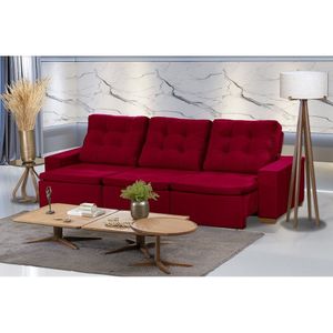 Sofá Modular 6 Lugares Retrátil E Reclinável 3.05M Vermelho