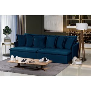 Sofá Modular 5 Lugares 2.90 Mt Retrátil e Reclinável Azul