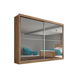 Guarda Roupa Casal 2 Portas De Correr E 4 Gavetas C/ Espelho Verona Plus Amêndoa - Europa