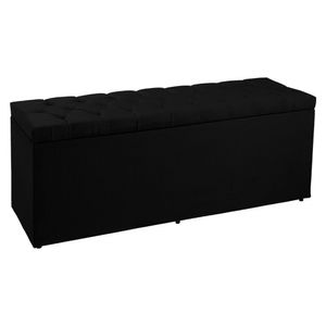Calçadeira Recamier Baú King 1,95m Madrid Suede Preto