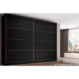Guarda Roupa Casal 2 Portas De Correr E 6 Gavetas Sevilha Preto - Europa