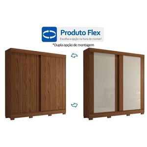 Guarda Roupa Casal 2 Portas De Correr E 3 Gavetas C/ Pés Ilhéus Avelã/off White - Panan