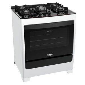Fogão Piso Dako Supreme Glass 5Q Mesa de Vidro Branco Bivolt
