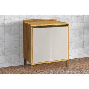 Balcão De Cozinha Modulado Tempranillo 2 Portas C/tampo 80cm Amendoa/off White - Ronipa