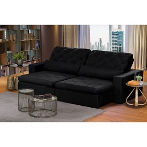 Sofá Modular 4 Lugares 2.30M Retrátil E Reclinável Preto