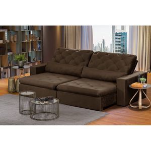 Sofá Modular 5 Lugares 2.50M Retrátil E Reclinável Marrom