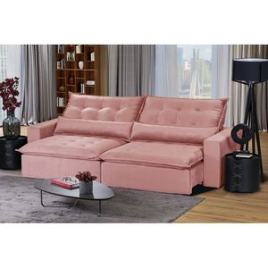 Sofá 4 Lugares 2,30 Mt Com Molas Retrátil E Reclinável Rose