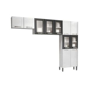 Kit De Cozinha Completa 3 Peças Múltipla (2 Armários + 1 Paneleiro) Cpt96 Branco/preto - Bertolini