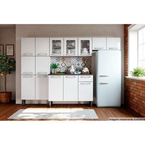 Kit De Cozinha Completa 4 Peças Evidence (2 Armários 1 Balcão 1 Paneleiro) C4p39 Branco - Bertolini