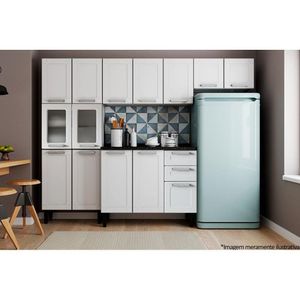 Kit De Cozinha Modulada 4pçs Múltipla (2 Armários + 1 Balcão + 1 Paneleiro) C4P85 Branco -