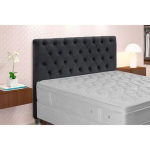 Cabeceira Cama Box Estofada Casal Casal Embaixatriz Plus Suede Cinza - Simbal