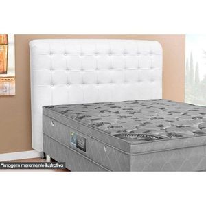 Cabeceira Cama Box Estofada Casal Casal Dama Plus Courano Branco-preto - Simbal
