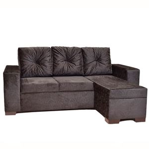 Sofá Dubai 2 Lugares E Chaise Finezzi Chocolate