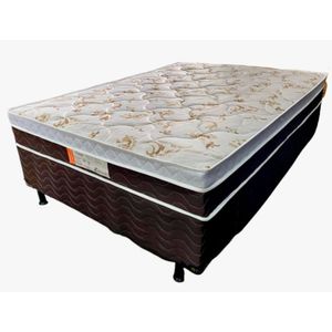 Conjunto Box Casal Molas Ensacadas Bege E Marrom