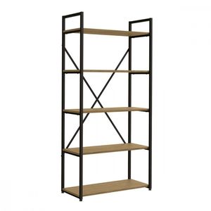 Estante Alta Li006 Linha Crome Industrial Kappesberg Freijó Com Preto Fosco