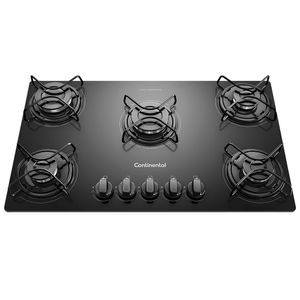 Cooktop a Gás Continental 5 Bocas Vidro Preto Bivolt KC5GP