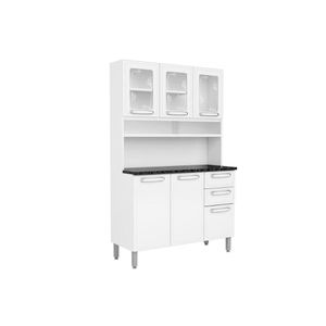 Cozinha Compacta Evidence C/ 6 Portas ( 3 C/ Vidro) E 2 Gavetas Branco - Bertolini