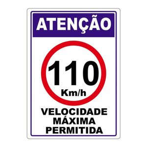 Adesivo Velocidade Máxima Permitida 110Km Por Hora Branco