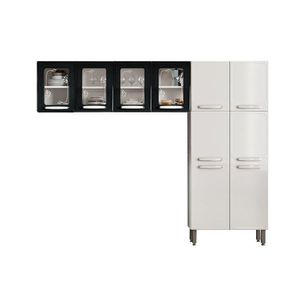 Kit De Cozinha Completa 3 Peças Evidence (2 Armários + 1 Paneleiro) Cpt50 Branco/preto - Bertolini