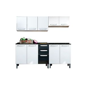 Kit De Cozinha Completa 4 Peças Evidence (2 Armários + 2 Balcões) C4p58 Branco/preto - Bertolini