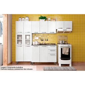 Kit De Cozinha Completa 4 Peças Múltipla (2 Armários 1 Balcão 1 Paneleiro) C4p86 Branco - Bertolini