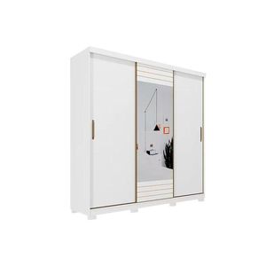 Guarda Roupas 3 Portas De Correr E 4 Gavetas C- Espelho Búzios Branco - Panan