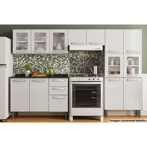Kit De Cozinha Completa 4 Peças Evidence (2 Armários 1 Balcão 1 Paneleiro) C4p59 Branco - Bertolini