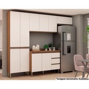 Cozinha Completa Hera 5 (2 Armários1 BalcãoTampo1 Paneleiro) Ebano/off White - Genialflex