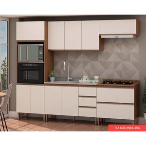 Kit De Cozinha 5pçs Dália (2 Armários + 2 Balcões + 1 Paneleiro) Ebano/off White - Genialflex