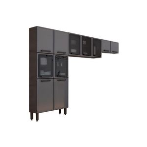 Cozinha Modulada Bertolini Estilo 3 Peças (2 Armários + 1 Paneleiro) Cpt88 Cinza/grafite