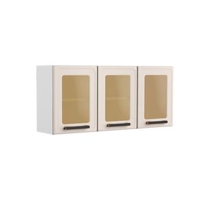 Armário De Cozinha Modulado Origens 7009 3 Portas C/Vidro Branco/Areia - Bertolini