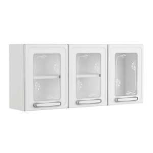 Armário De Cozinha Modulado Evidence 7009 3 Portas C/Vidro Branco - Bertolini