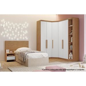 Quarto Modulado Rizon 6 Peças (1 Closet + 2 Guarda Roupas + 1 Complemento) Qc209 Freijó-fendioff
