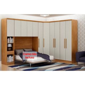 Quarto Rizon 6 Peças (1 Armário Ponte 1 Closet 3 Guarda Roupas 1 Complemento) Freijó-fendioff