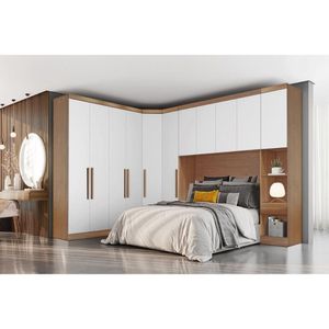 Quarto Bari Rizon 5 Peças 1 Armário Ponte 1 Closet 2 Guarda Roupas 1 Complemento Freijó-fendioff