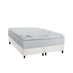 Cama Box Queen: Colchão Molas Luckspuma Maxi DreamBase Suede White(158x198)