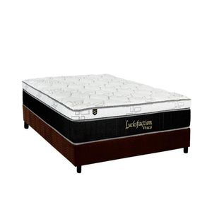 Cama Box Casal: Colchão Molas Luckspuma Lucksfaction ViscoelásticoBase Suede Brown(138x188)