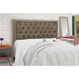 Cabeceira Cama Box Estofada Casal Casal Baronesa Suede Marrom Chocolate - Simbal