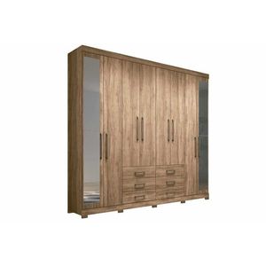 Guarda Roupa 8 Portas E 6 Gavetas C- Pés E Espelho Master 8.6 Atacama - Santos Andirá