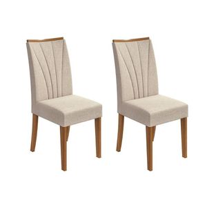 Kit 2 Cadeiras Sala Jantar Apogeu 2 Un Rovere-amêndoa-linho Rinzai Bege - Lopas