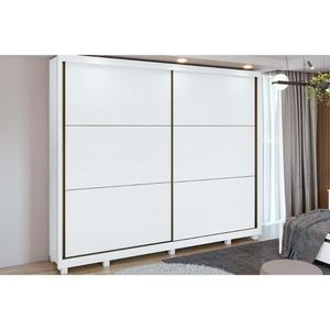 Guarda Roupa 2 Portas De Correr E 6 Gavetas Toronto C- Pés Branco - Lopas