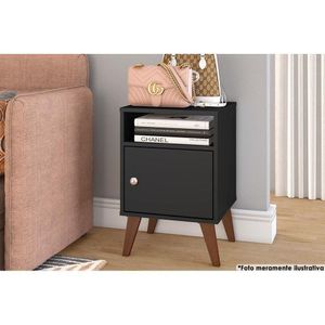 Mesa Lateral P/ Sala Rt3145 C/ 1 Porta Preto - Movelbento