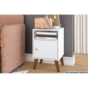 Mesa Lateral P/ Sala Rt3145 C/ 1 Porta Branco - Movelbento