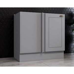 Gabinete De Cozinha Modulado Balcão Canto Reto Americana 1 Porta S/ Tampo 84cm Cinza - Henn